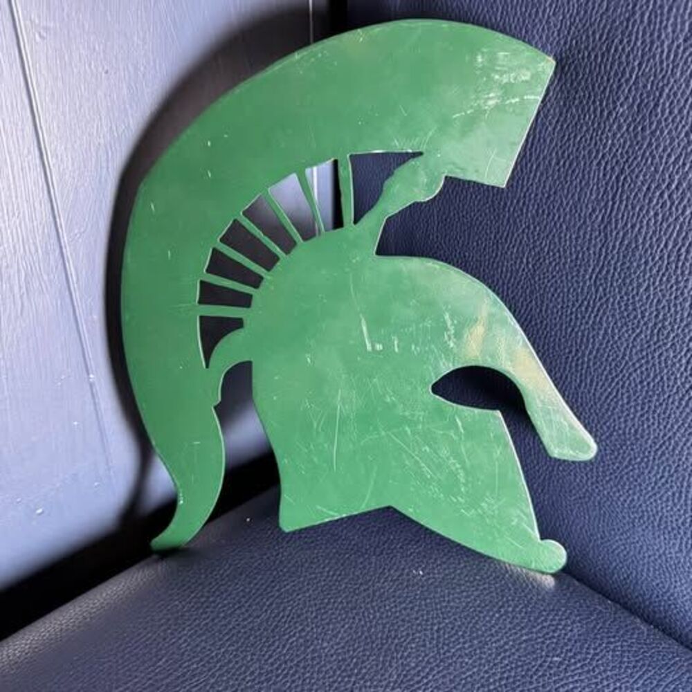 Vintage Michigan State Spartans Metal Wall Sign MSU Spartan Head Logo Decor 10x9